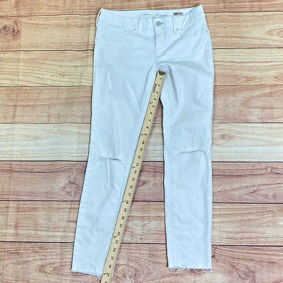Mavi Women's Adriana Ankle Mid Rise Super‎ Skinny Stretch Size 27 White Frayed - Picture 4 of 11